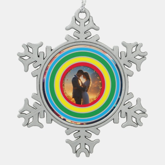 Personalized Snowflake Pewter Christmas Ornament (Front)