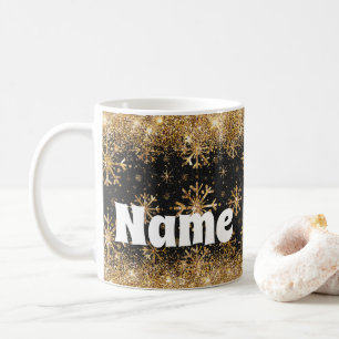 Personalized Snowflakes Gold Glitter Coffee Mug