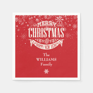 Personalized Snowflakes Merry Christmas Napkin