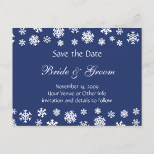 Personalized Snowflakes Save the Date Announcement Postcard