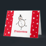 Personalized Snowman Christmas Card<br><div class="desc">This personalized Christmas card features the Christmas Crew's Snowman Character.</div>