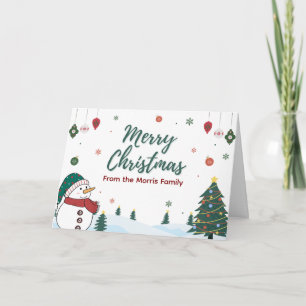 Personalized Snowman Christmas Card Family 
