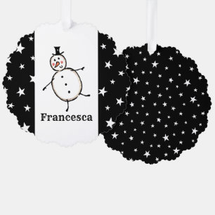 Personalized Snowman Christmas Ornament Card