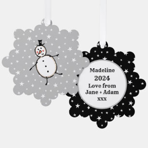 Personalized Snowman Christmas Ornament Card