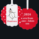 Personalized Snowman Christmas Ornament Card<br><div class="desc">This personalized Christmas card features the Christmas Crew's Snowman Character.</div>