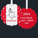Personalized Snowman Christmas Ornament Card<br><div class="desc">This personalized Christmas card features the Christmas Crew's Snowman Character.</div>
