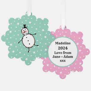 Personalized Snowman Christmas Ornament Card