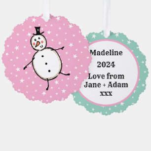 Personalized Snowman Christmas Ornament Card
