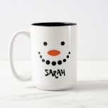 Personalized Snowman Christmas Two-Tone Coffee Mug<br><div class="desc">Personalized Snowman Christmas Magic Mug</div>