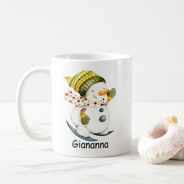 Personalized Snowman Coffee Mug (With Donut)