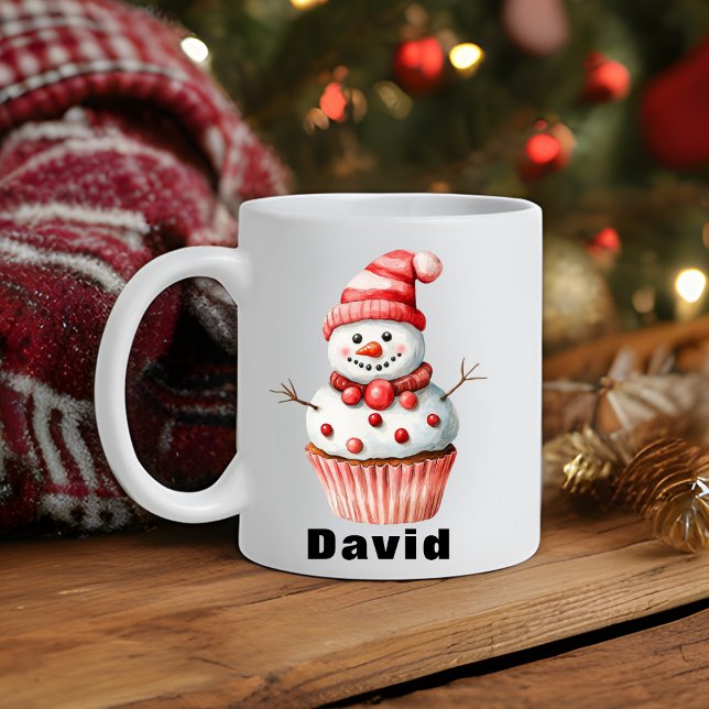 Personalized Snowman Cupcake Christmas Coffee Mug (Personalized Snowman Cupcake Christmas Coffee Mug
)