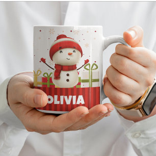 Personalized Snowman Cute and Colourful Christmas Coffee Mug