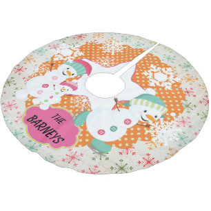 Personalized Snowman Family Holiday Tree Skirt 4