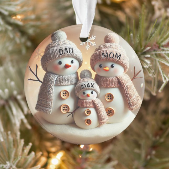 Personalized Snowman Family Ornament (Arbre)