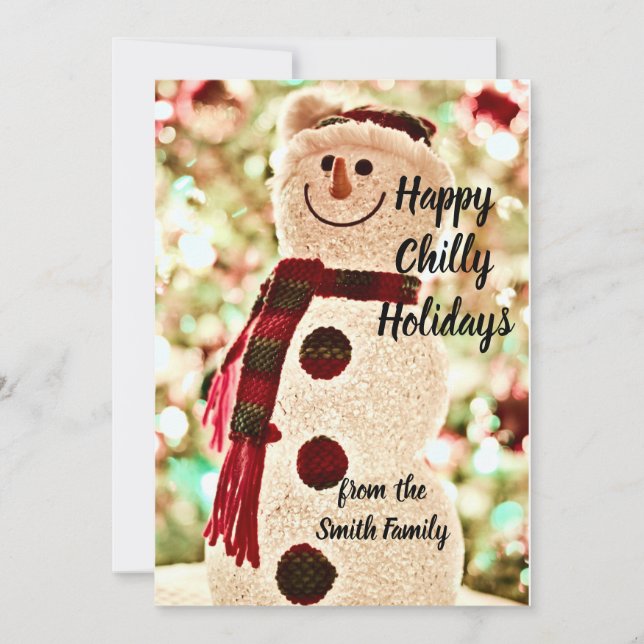 Personalized Snowman Holiday Card (Front)