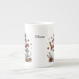 Personalized Snowman Hot Cocoa Mug Custom Name Gif