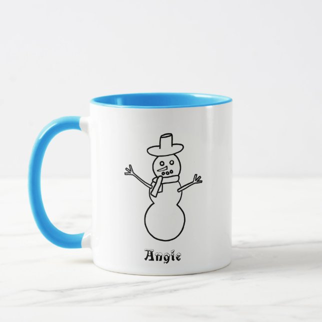 Personalized snowman mugs for the holidays (Left)