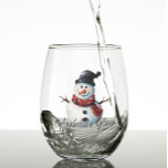 Personalized Snowman Name Christmas  Stemless Wine Glass<br><div class="desc">This design may be personalized in the area provided by changing the photo and/or text. Or it can be customized by clicking Personalize this Template and then choosing the click to customize further option and delete or change the colour of the background, add text, change the text colour or style,...</div>