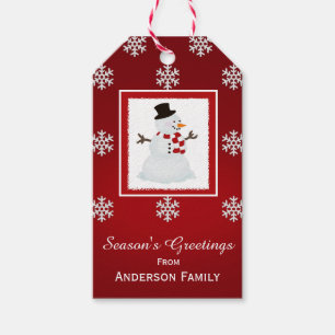 Personalized Snowman Red Gift Tags