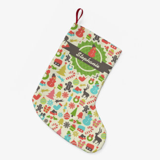 Personalized Snowman Retro Christmas Pattern Small Christmas Stocking