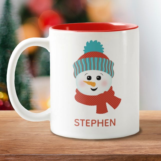 Personalized Snowman Two-Tone Coffee Mug (Creator Uploaded)