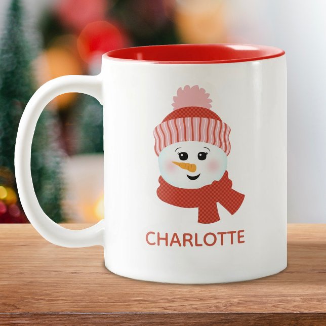 Personalized Snowman Two-Tone Coffee Mug (Creator Uploaded)