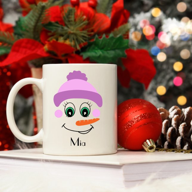 Personalized Snowman Wearing Hat with Custom Name Coffee Mug (Creator Uploaded)