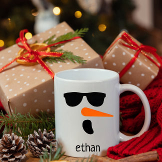 Personalized Snowman with Sunglasses,Christmas Mug