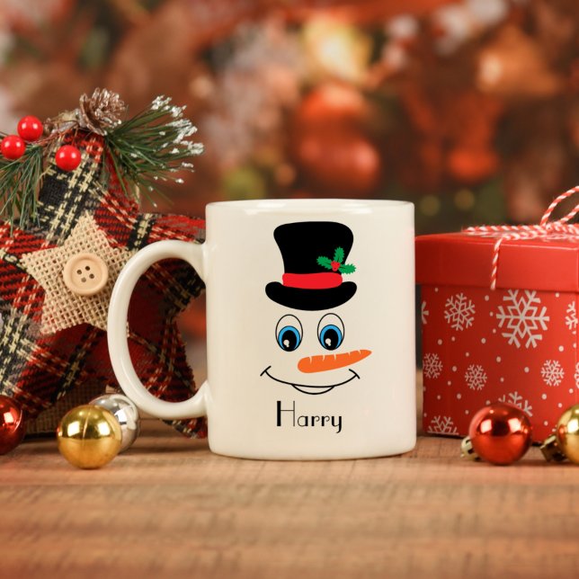 Personalized Snowman With Tophat Coffee Mug (Creator Uploaded)
