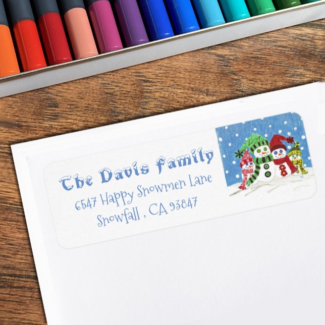 Personalized Snowmen family return address labels (Personalized snowmen family return address labels .)