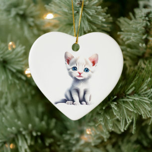 Personalized Snowshoe Kitten Ceramic Ornament