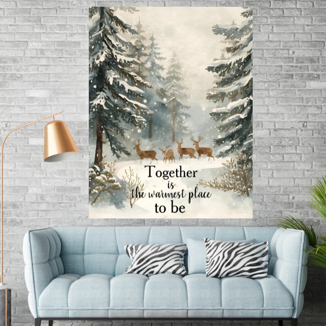 Personalized Snowy Forest Deer Family Watercolor Poster (Creator Uploaded)