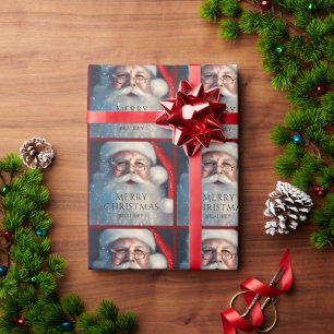 Personalized Snowy Santa Christmas Wrapping Paper