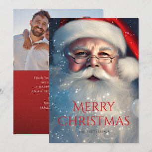 Personalized Snowy Santa Photo Christmas Holiday Card