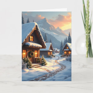 Personalized Snowy Village Christmas Card