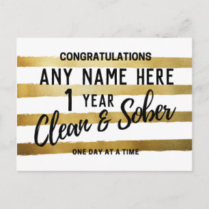 personalized sobriety 12 step recovery milestone postcard