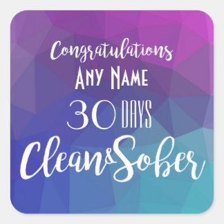 Personalized Sobriety Anniversary Birthday card Square Sticker