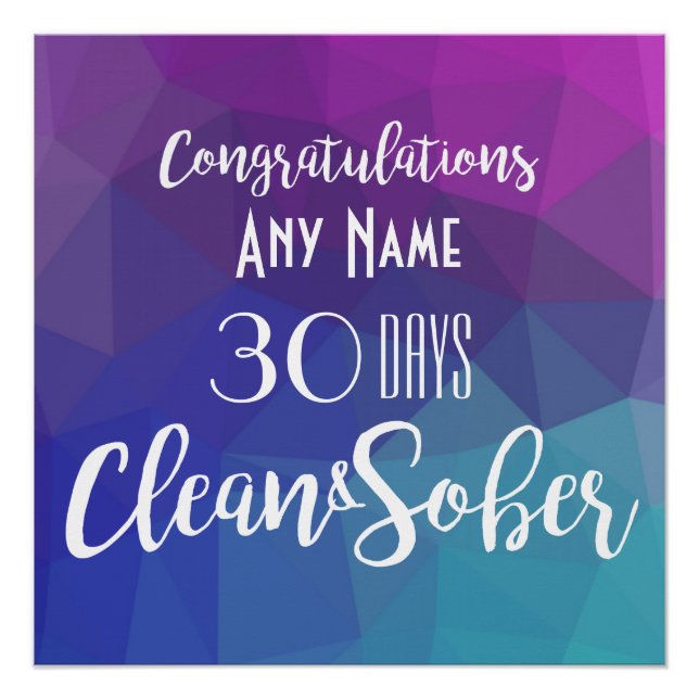 Personalized Sobriety Anniversary Birthday Poster (Front)