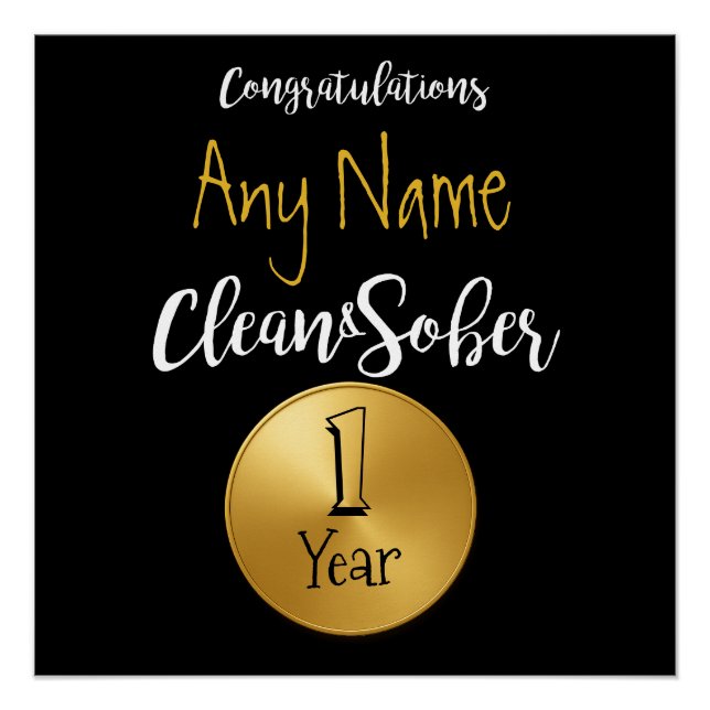 Personalized Sobriety Anniversary Birthday Poster (Front)