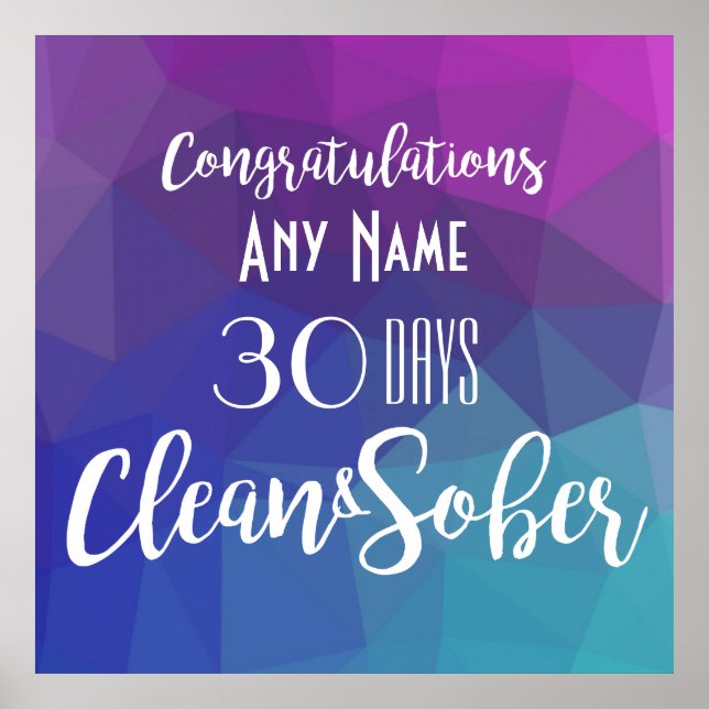 Personalized Sobriety Anniversary Birthday Poster (Front)