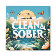 Personalized Sobriety Clean & Sober Magnet