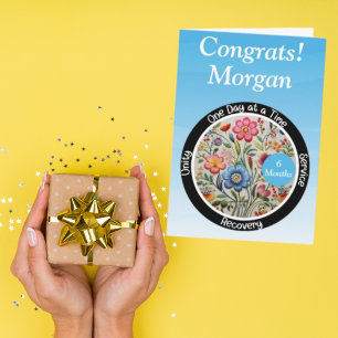 Personalized Sobriety Milestone Card - Floral