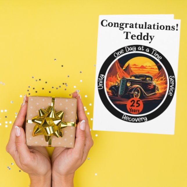 Personalized Sobriety Milestone Card - Hot Rod (Creator Uploaded)