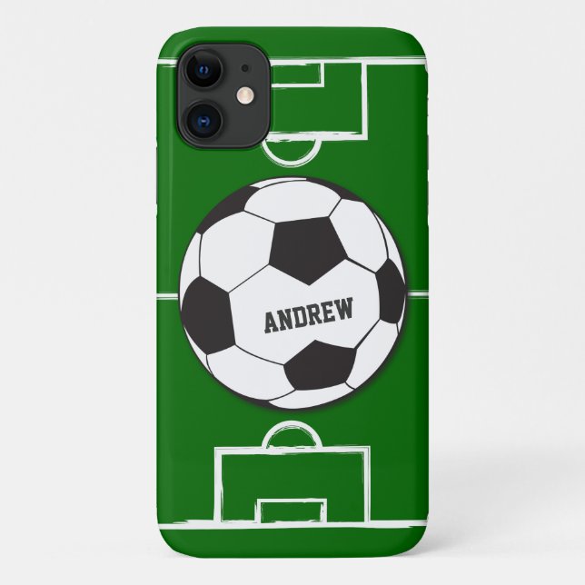 Personalized Soccer Ball and Field Case-Mate iPhone Case (Back)