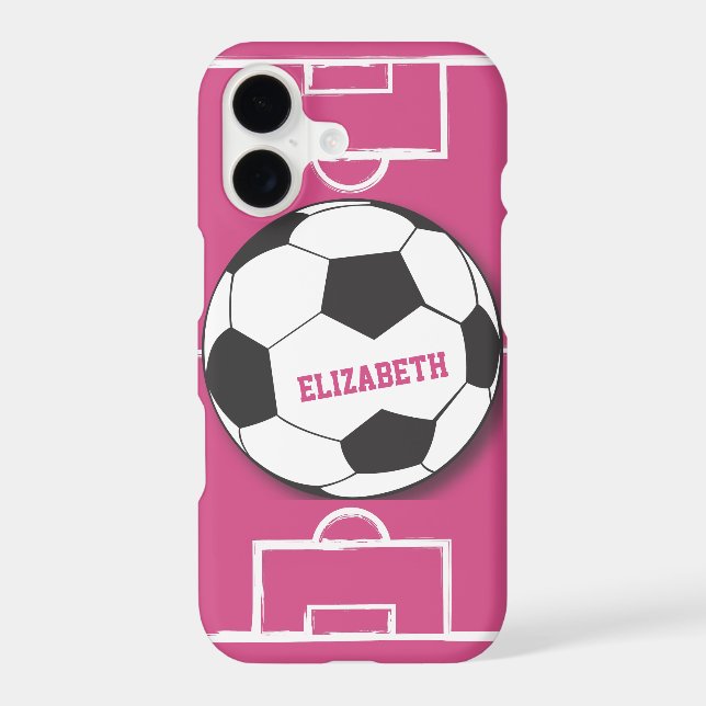 Personalized Soccer Ball and Field Pink (Back)