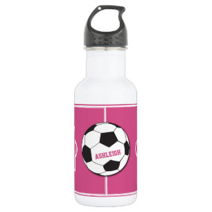 Personalized Soccer Ball and Field Pink 532 Ml Water Bottle
