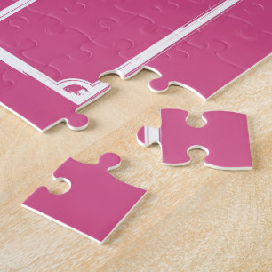 Personalized Soccer Ball and Field Pink Jigsaw Puzzle