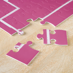 Personalized Soccer Ball and Field Pink Jigsaw Puzzle