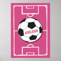Personalized Soccer Ball and Field Pink