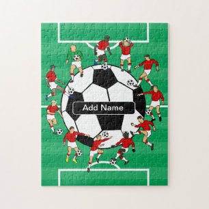 Personalized Soccer Ball and Players Jigsaw Puzzle